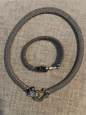 Diamond and Sterling Silver Mesh Necklace and Bracelet Set